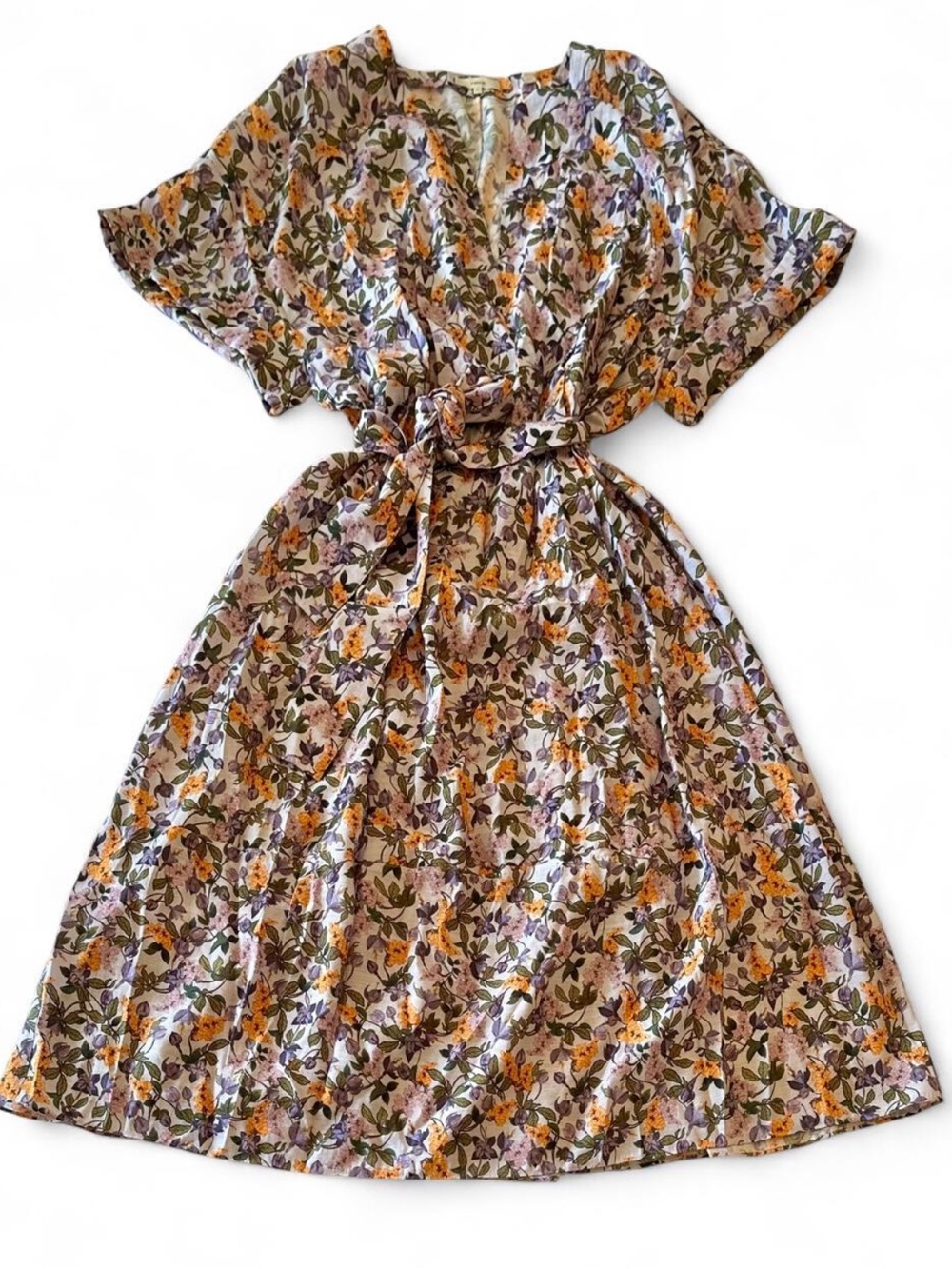 Vince Violetta Floral Belted Midi Dress 3X NWT Purple Dolman Sleeve $445 Retail - Picture 4 of 8